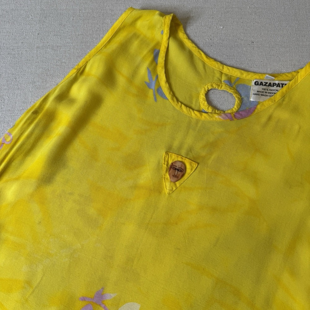 Gazapati Women's Yellow Watercolor Y2K‎ Colorful Tunic One Size